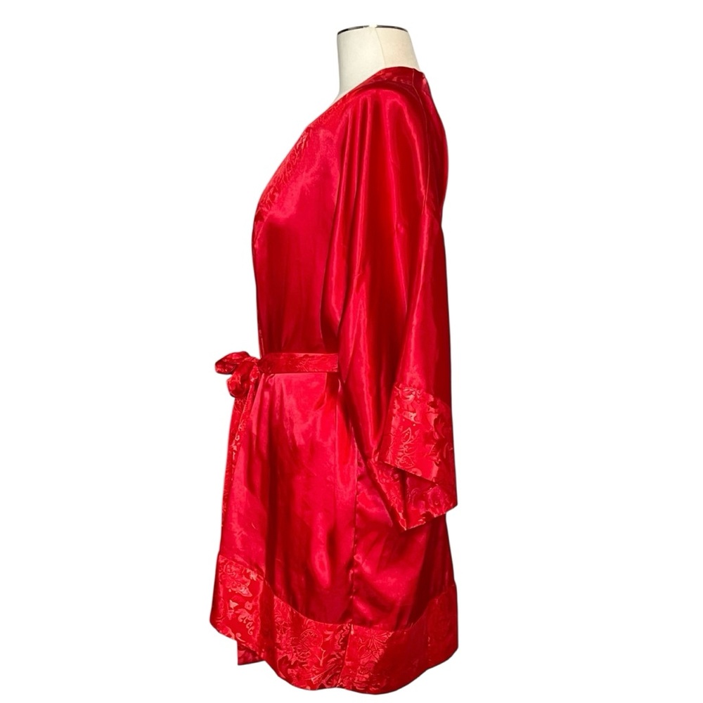 Vintage Victoria’s Secret Gold Label red floral damask satin & lace robe and ted - Picture 3 of 16